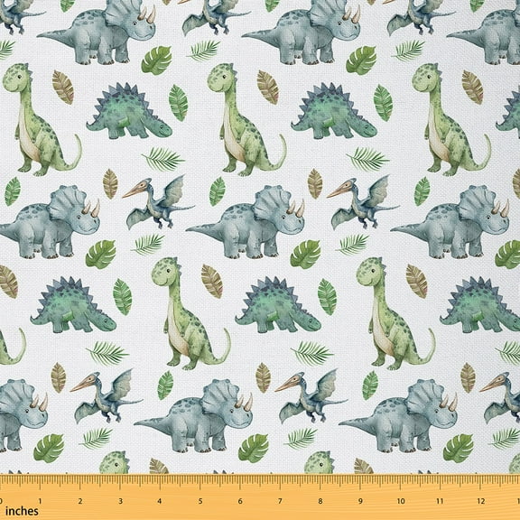 Castle Fairy Animal Dinosaur Fabric by the Yard 3 Yard,Tree Leaves Fabric for Sewing,Cartoon Wildlife Room Decor Fabric by the Yard,Super Cozy Cute Room Decor