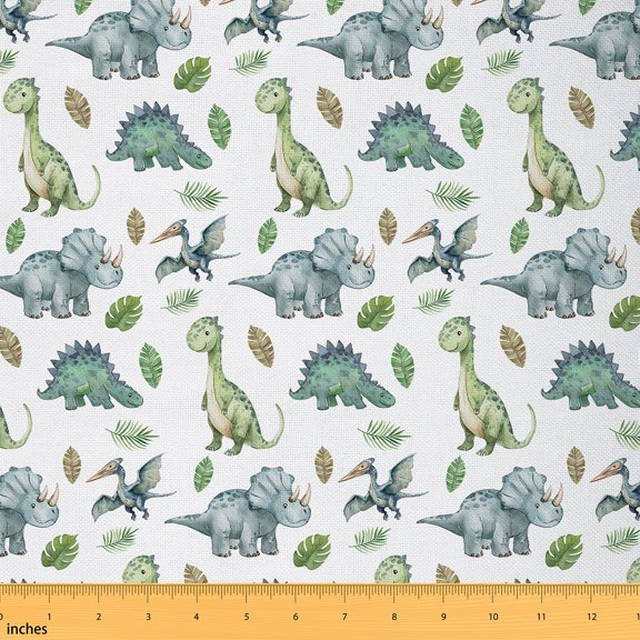 Castle Fairy Animal Dinosaur Fabric by the Yard 5 Yard,Tree Leaves Sewing Fabric,Cartoon Wildlife Fabric for Sewing,Super Cozy Cute Room Decor