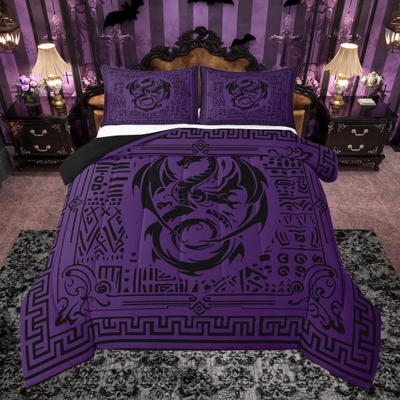 Castle Fairy Animal Dragon Full Size Comforter Sets,Abstract Hippie Geometric Bedding Sets