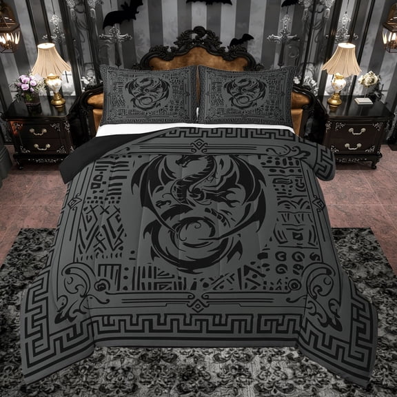 Castle Fairy Animal Dragon Full Size Comforter Sets,Abstract Hippie Geometric Bedding Sets