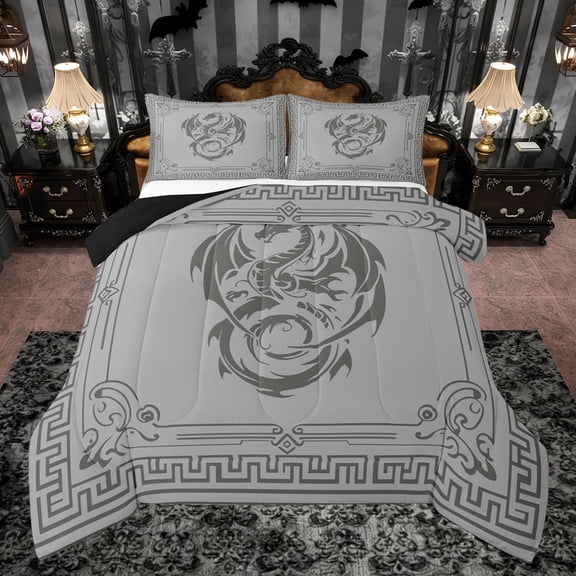 Castle Fairy Animal Dragon Full Size Comforter Sets,Abstract Hippie Geometric Bedding Sets