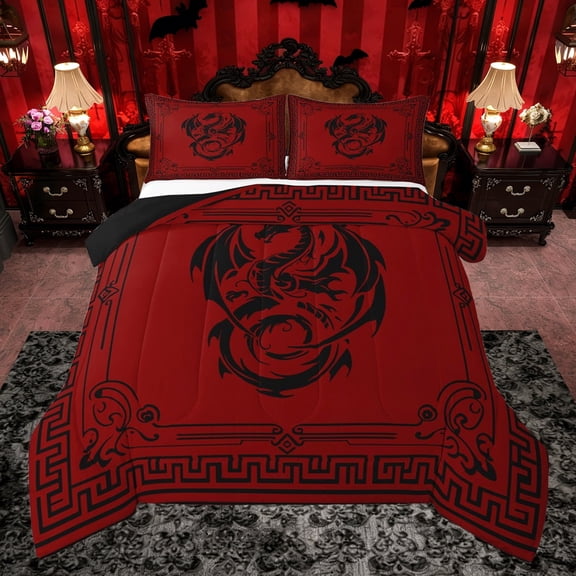Castle Fairy Animal Dragon Full Size Comforter Sets,Abstract Hippie Geometric Bedding Sets