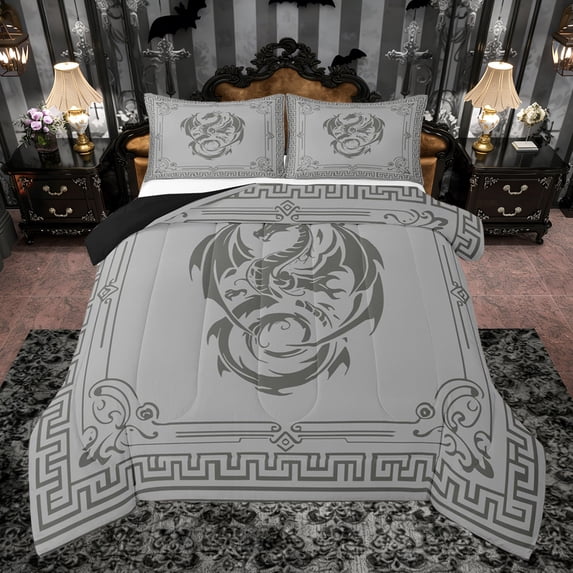 Castle Fairy Animal Dragon Queen Comforter Set,Abstract Hippie Bedding Comforter Set