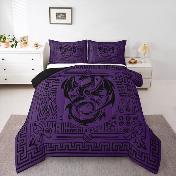 Castle Fairy Animal Dragon Queen Comforter Set,Abstract Hippie Bedding Comforter Set