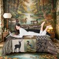 thumbnail image 1 of Castle Fairy Animal Duck Deer Duvet Cover Queen,Adventure Theme Camouflage Queen Bedding,Brown Tan Cream,Black Reversible,3-Piece,No Comforter,1 Duvet Cover and 2 Pillowcases, 1 of 5