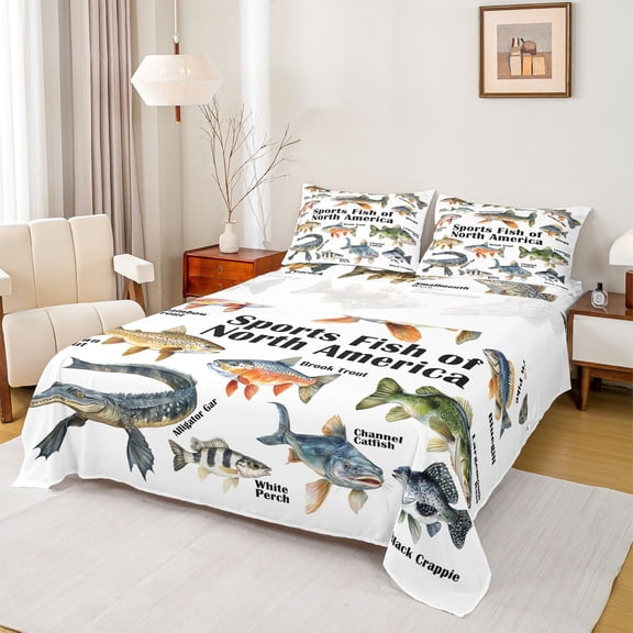 Castle Fairy Animal Fish Boy Bed Sheets,Lake Life King Sheets