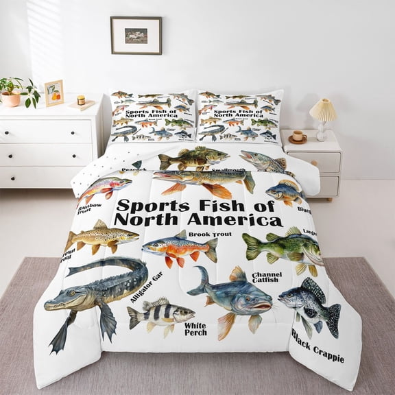 Castle Fairy Animal Fish Boy Queen Comforter Set,Lake Life Bedding Comforter Set