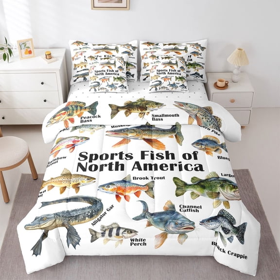 Castle Fairy Animal Fish Boy Twin Bedding Sets,Lake Life Bedding Comforter Set