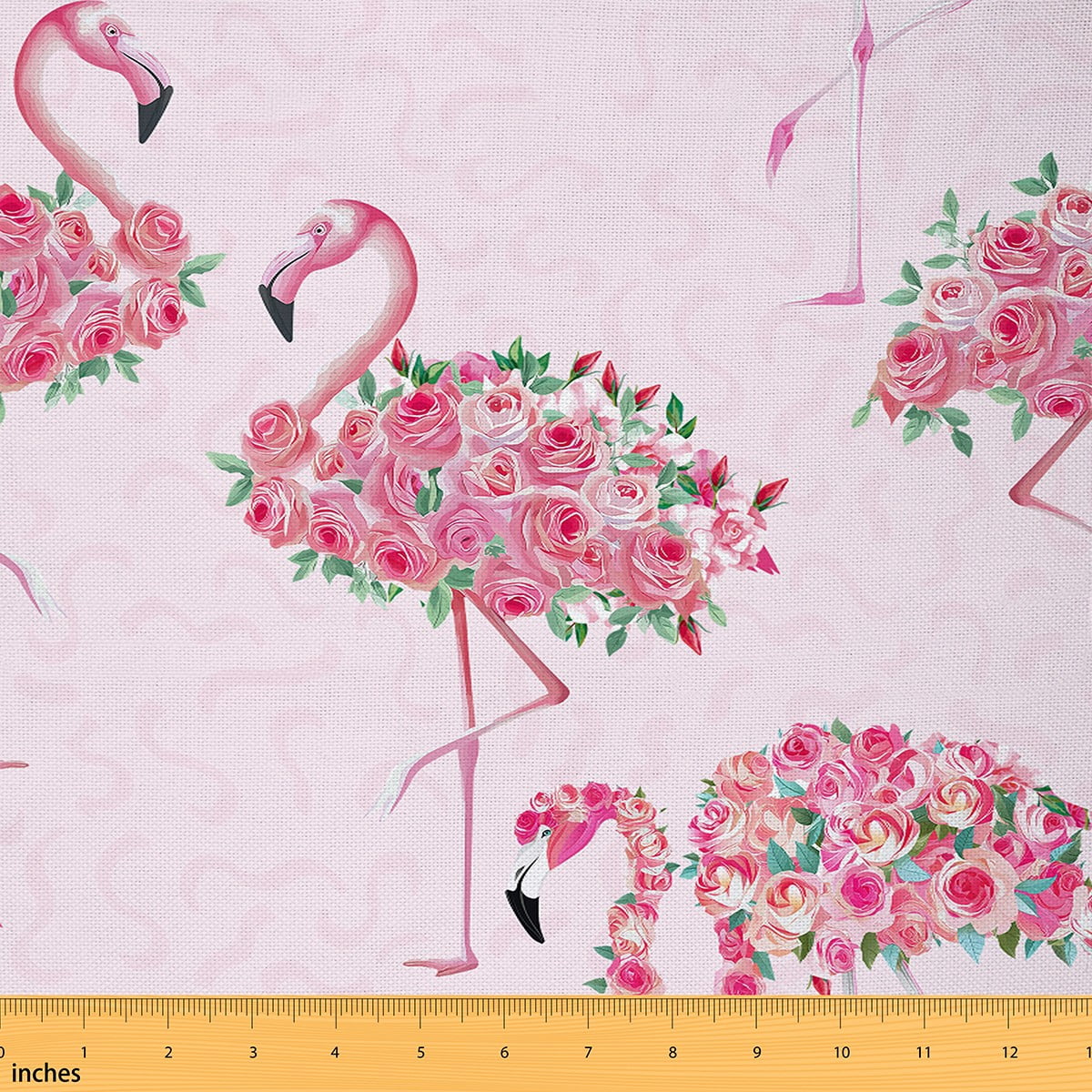 Castle Fairy Animal Flamingo Fabric by the Yard 1 Yard,Floral Rose Home Decor Fabric by the Yard,Flower Wildlife Room Decor Fabric by the Yard,Breathable Home Decor