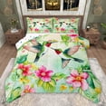 thumbnail image 1 of Castle Fairy Animal Green Hummingbird Twin Comforter Sets,Pink Floral Flowers Bedding Set, 1 of 8