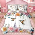 thumbnail image 1 of Castle Fairy Animal Hummingbird Butterfly Bedding Comforter Set 7-Piece for Children Teens Adults,Floral Flowers Blossoms King Bedding Sets,Spring Garden Ultra Soft Bed Sheets, 1 of 8