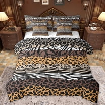 Castle Fairy Animal Leopard Cheetah Zebra Print Twin Bedding Sets 7-Piece for Kids Teens Adults,Abstract Stripes Lines Bedding Comforter Set Microfiber,Vintage Aesthetic Breathable Sheet Sets