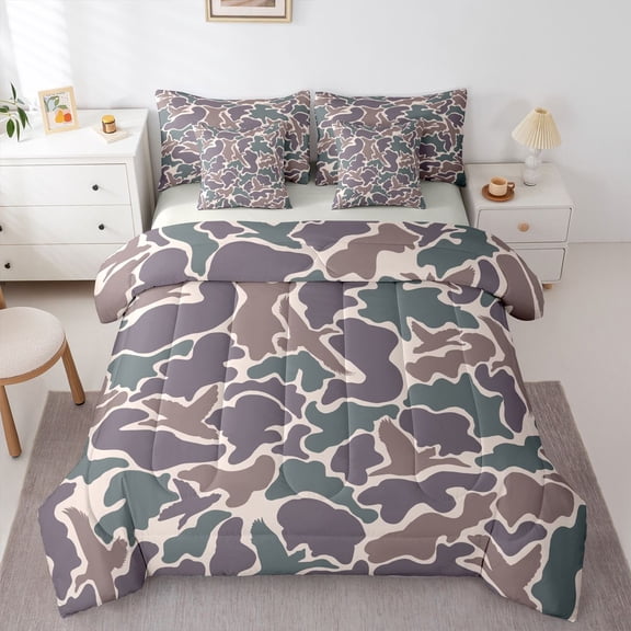 Castle Fairy Animal Mallard Duck Bedding Comforter Set,Fishing Hunting King Bedding Sets