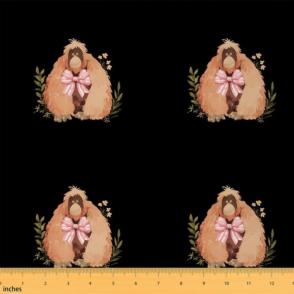 Castle Fairy Animal Monkey Fabric by the Yard 3 Yard,Stripes Bowknot Fabric for Sewing,Kawaii Wildlife Room Decor Fabric by the Yard,Microfiber Children Bedroom Decor