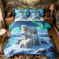 thumbnail image 1 of Castle Fairy Animal Northern Light Polar Bear Queen Bedding 7pcs for Teens,Snowy Mountain Lake Bedding Comforter Set Queen,Blue Green White,Grey Reversible, 1 of 7