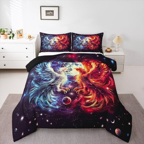 Castle Fairy Animal Phoenix Queen Comforter Set,Chinese Mythology Bedding Comforter Set