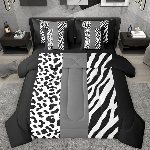 Castle Fairy Animal Print Bedding Comforter Set 7pcs for Kids Children Teens,Wildlife Leopard Zebra Queen Bedding Sets Super Cozy,Abstract Geometric Stripes Queen Sheet Sets,Luxury Bedroom Decor