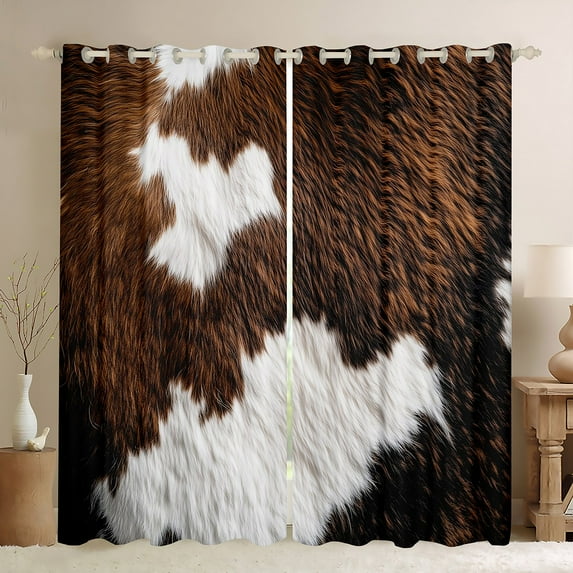 Castle Fairy Animal Print Black Out Curtains for Teenagers,Farmhouse Cow Curtains Pack of 2 (42x63 Each),Rustic Vintage Bedroom Curtains,Super Cozy Room Decor