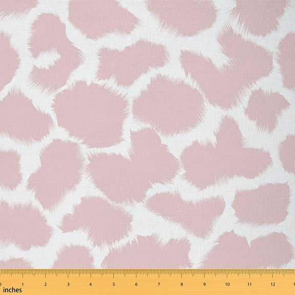 Castle Fairy Animal Print Fabric by the Yard 5 Yard,Pink White Sewing Fabric,Rustic Cow Fabric for Sewing,Breathable Cartoon Home Decor