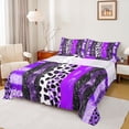 thumbnail image 1 of Castle Fairy Animal Print Patchwork Full Size Sheets,Abstract Stripes Bed Sheets, 1 of 7