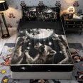 thumbnail image 1 of Castle Fairy Animal Raccoons Zipper Twin Comforter Sets with Fitted Sheet and 2 Pillowcases,Starry Sky Moon Zipper Bedding Set,Black Gray White,Black Reversible,4-Piece, 1 of 6