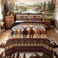 thumbnail image 1 of Castle Fairy Animal Running Deer King Size Comforter Sets 3pcs for Teens,Tribal Aztec Geometric Strip Comforters King Size,Burgundy Tan Brown,Black Reversible,1 Comforter and 2 Pillowcases, 1 of 6