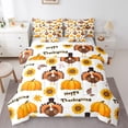 thumbnail image 1 of Castle Fairy Animal Turkey 7 Pieces Bedding Comforter Set for Kids Teens,Thanksgiving Day Pumpkin Full Bedding Set Lightweight,Autumn Flower Sunflower Fitted Sheet Flat Sheet, 1 of 8