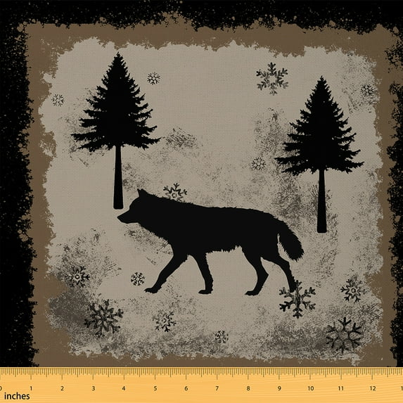 Castle Fairy Animal Wolf Boy Fabric by the Yard 3 Yards,Rustic Vintage Sewing Fabric,Jungle Wildlife Fabric for Sewing,Ultra Soft Home Decor