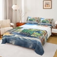 thumbnail image 1 of Castle Fairy Anime Garbage Truck Full Size Sheets 4-Piece for Teens, City Street View Bed Sheets for Bedroom, Green Blue, 1 of 6