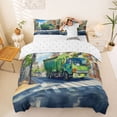 thumbnail image 1 of Castle Fairy Anime Garbage Truck Queen Duvet Cover Set for Teens, City Street View Bedding for Bedroom, Green Blue,3-Piece,No Comforter, 1 of 6