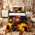 thumbnail image 1 of Castle Fairy Artistic Black Girl Twin Sheets 3pcs,Sunflower Butterfly Print Bedding,Yellow Green,1 Fitted Sheet, 1 Flat Sheet and 1 Pillowcase, 1 of 6