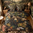 thumbnail image 1 of Castle Fairy Autumn Bear 7-Piece Twin Bedding for Teens,Jungle Animal Bedding Comforter Set,Brown Orange Gray,Black Reversible, 1 of 7