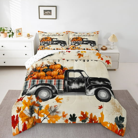 Castle Fairy 2-Piece Twin Size Comforter Set - Pumpkin Truck Fall Harvest Print