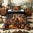 thumbnail image 1 of Castle Fairy Autumn Herd Spotted Deer Twin Comforter Sets 2pcs,Oak Woodland Bedding Set,Ochre Brown,Black Reversible,1 Comforter and 1 Pillowcase, 1 of 6