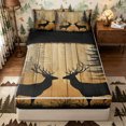thumbnail image 1 of Castle Fairy Autumn Rustic Deer Zipper Full Size Comforter Sets with Fitted Sheet and 2 Pillowcases for Boys,Vintage Jungle Sunset Zipper Bedding Set,Sepia Brown Black,Black Reversible,4pcs, 1 of 6