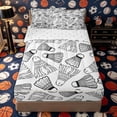 thumbnail image 1 of Castle Fairy Badminton Print Zipper Full Size Comforter Sets with Fitted Sheet and 2 Pillowcases, Sport Theme Zipper Bedding Set, White Black,4pcs, 1 of 6