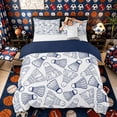 thumbnail image 1 of Castle Fairy Badminton Sport Duvet Cover Queen, Ball Game Queen Bedding, White Navy,Navy Blue Reversible,3-Piece,1 Duvet Cover and 2 Pillowcases, 1 of 6