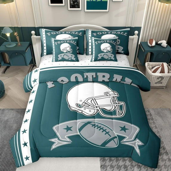 Castle Fairy Ball Gamer Bedding Comforter Set 7pcs for Children Teens,Sport Football Queen Bedding Sets Super Cozy,Rugby Game Queen Sheet Sets,Luxury Bedroom Decor,Reversible
