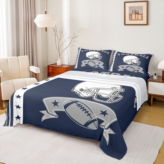 Castle Fairy Ball Gamer Twin Sheet Sets 3pcs for Children Teens,Sport Football Twin Fitted Sheet Microfiber,Rugby Game Breathable Flat Sheet,Luxury Bedroom Decor