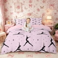 thumbnail image 1 of Castle Fairy Ballet Dance Duvet Cover Queen,Star Silhouette Print Queen Bedding,Pink,Pink Reversible,1 Duvet Cover and 2 Pillowcases, 1 of 6