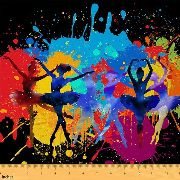 Castle Fairy Ballet Girl Fabric by the Yard 3 Yards, Rainbow Tie Dye Room Decor Fabric by the Yard, Watercolor Splash Fabric for Sewing, Dancer Princess Home Decor
