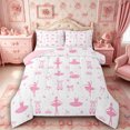 thumbnail image 1 of Castle Fairy Ballet Girl King Size Comforter Sets 3pcs,Cartoon Swan Bow Comforters King Size,Pink White,Grey Reversible,1 Comforter and 2 Pillowcases, 1 of 6