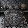 thumbnail image 1 of Castle Fairy Baroque Damask Skull King Bedding 7pcs,Ornate Floral Skeleton King Bed in a Bag,Gray Black,Black Reversible, 1 of 7