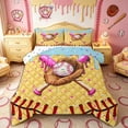 thumbnail image 1 of Castle Fairy Baseball Bat Glove Queen Comforter Set 3 Pieces, Blue Ice Cream Drip Comforter Sets Queen, Brown Pink Yellow,1 Comforter and 2 Pillowcases, 1 of 6