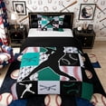 thumbnail image 1 of Castle Fairy Baseball Collage Twin Duvet Cover, Sport Theme Checkered Twin Bedding, Teal Red Black,Black Reversible,2pcs,1 Duvet Cover and 1 Pillowcase, 1 of 6