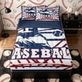 thumbnail image 1 of Castle Fairy Baseball Gamer Zipper Full Size Comforter Sets with Fitted Sheet and 2 Pillowcases, Sport Theme Stripes Zipper Bedding Set, Red Navy,4pcs,Navy Blue Reversible, 1 of 6