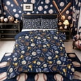 thumbnail image 1 of Castle Fairy Baseball Gloves Bat King Size Comforter Sets 3pcs, Sport Theme Comforters King Size, Navy Brown,Navy Blue Reversible,1 Comforter and 2 Pillowcases, 1 of 6