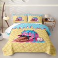 thumbnail image 1 of Castle Fairy Baseball Helmet Quilt King,Waffle Ice Cream Drip King Coverlet Set,Pink Blue Yellow, 1 of 7