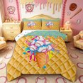 thumbnail image 1 of Castle Fairy Baseball Ice Cream Full Size Comforter Sets 3-Piece, Sport Theme Bedding Comforter Set, Pink Blue Yellow,1 Comforter and 2 Pillowcases, 1 of 6