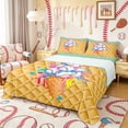 thumbnail image 1 of Castle Fairy Baseball Ice Cream King Sheets 4pcs, Sport Theme Bedding, Pink Blue Yellow,1 Fitted Sheet, 1 Flat Sheet and 2 Pillowcases, 1 of 6